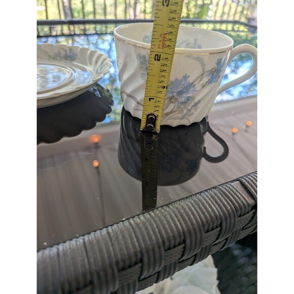 Haviland Limoges Bergere France Tea Cup & Saucer 1990 Blue Floral China Gold - Picture 13 of 13